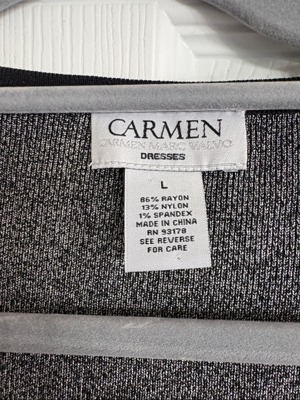 Carmen Marc Valvo Gray and Black Ponte Sheath Midi Dress - Picture 2 of 3